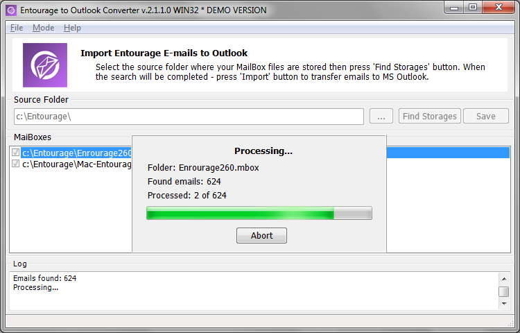 Entourage to Outlook Converter screenshot